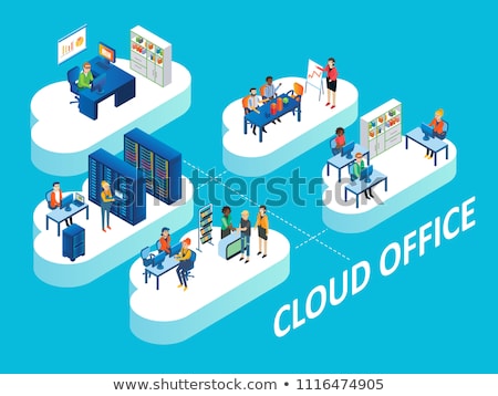 Stockfoto: Cloud Service On Laptop In Meeting Room 3d