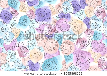 Stok fotoğraf: White Seamless Pattern Outline Stylized Roses Abstract Floral Background Doodle Hand Drawn Line A