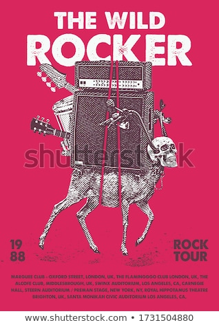 ストックフォト: Guitar Amplifier And Speakers Retro Poster