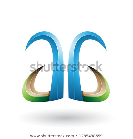 ストックフォト: Blue And Green 3d Horn Like Letter G Vector Illustration