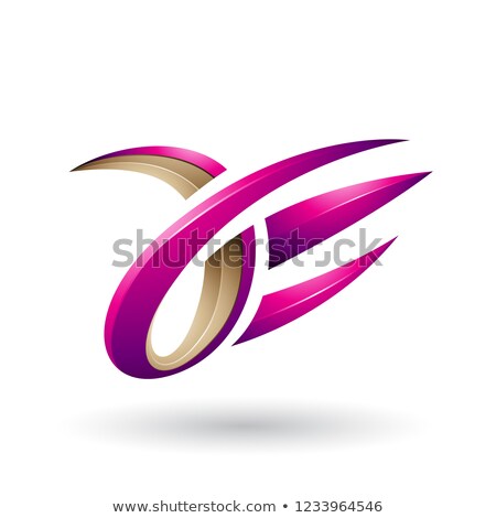 Сток-фото: Magenta And Beige 3d Claw Shaped Letter A And E Vector Illustrat