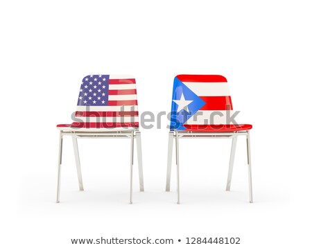 ストックフォト: Two Chairs With Flags Of Us And Puerto Rico Isolated On White