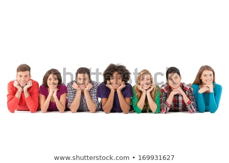 Stock fotó: Group Of Cheerful Teenagers Isolated