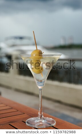 ストックフォト: Classic Dry Martini With Olives Ice Isolated On White Background