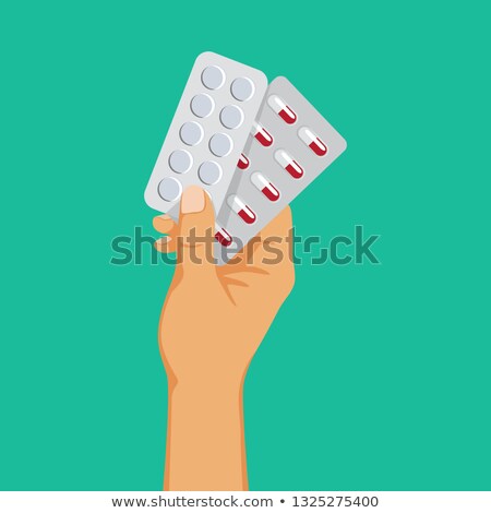 Stockfoto: Medical Drugs Blisters With Pills Antidepressant Dependence Vector Illustration