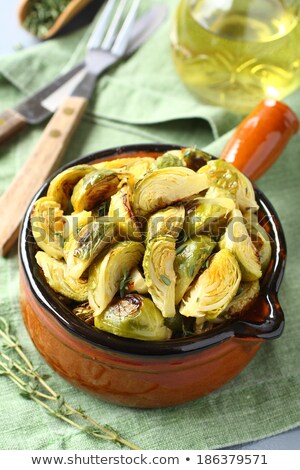 Stock photo: Vegetarian Bowl Of Roasted Brussel Sprouts With Garlic And Thyme