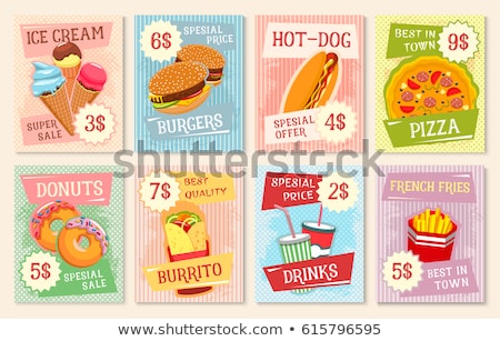 Stock foto: Ice Cream And Donut Sweets With Pizza And Burrito