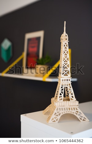 Stok fotoğraf: Eiffel Tower Statue On Wooden Background