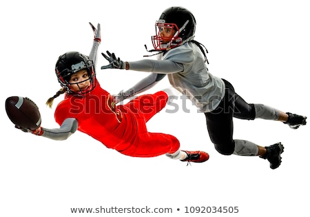 Zdjęcia stock: Young Woman With Football On White