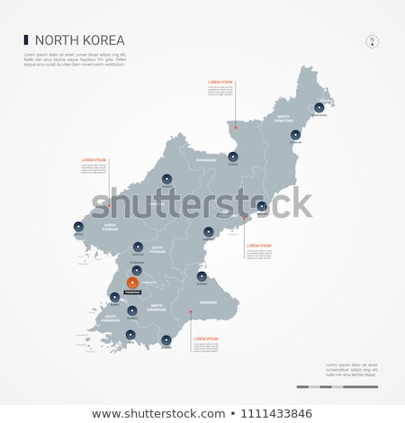 Stok fotoğraf: Orange Button With The Image Maps Of North Korea