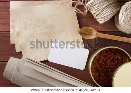 ストックフォト: Dried Saffron Spice And Material For Packaging