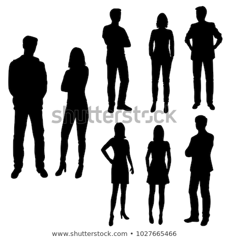 Stock foto: Man And Woman Silhouette In Meeting Pose