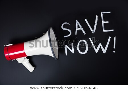 Foto stock: Save Now Speech Through Loudspeaker