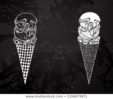 Stock fotó: Contour Ice Cream With Syrup Drawing Chalk