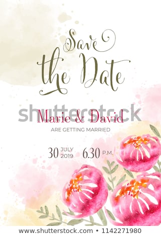 Stok fotoğraf: Beautiful Wedding Invitation With Watercolor Flowers Save De Da