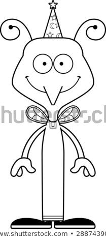 Foto stock: Cartoon Smiling Wizard Mosquito