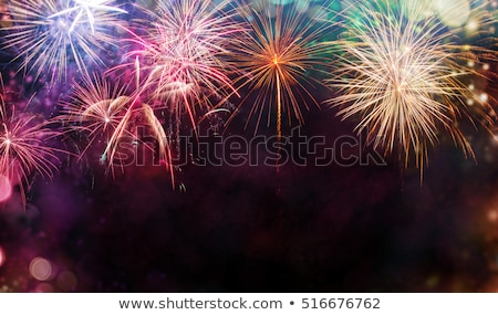 Foto stock: Firework On Night Background Anniversary Bursting Fireworks