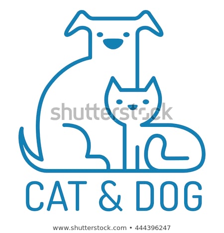 Foto stock: Two Happy Puppies Flat Illustration Cute Pets Icons