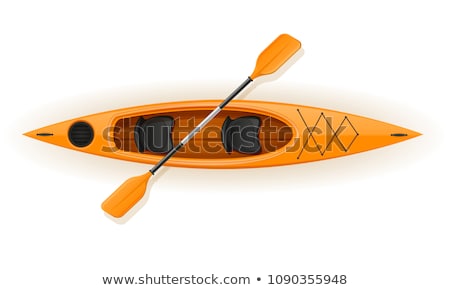 Foto stock: Plastic Kayak For Fishing And Tourism Vector Illustration