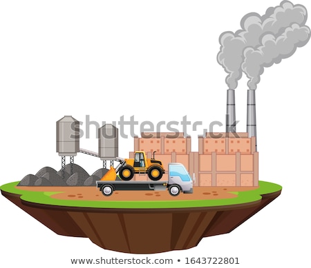 Stockfoto: Scene With Factory Buildings And Bulldozer On The Site