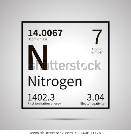 Stockfoto: Nitrogen Chemical Element With First Ionization Energy Atomic Mass And Electronegativity Values Si