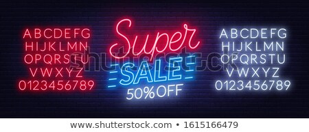 Zdjęcia stock: Super Sale Neon Sign On Dark Background Template For Design