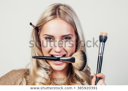 Stock fotó: Portrait Of The Beautiful Woman With Make Up Brushes