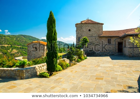 Foto stock: Courtyard Of The Holy Monastery Of Rousanou In Greece