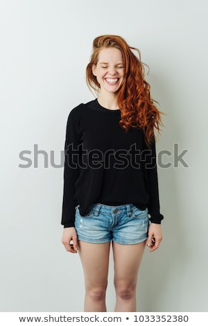 Zdjęcia stock: Cute Trendy Woman In Skimpy Denim Shorts