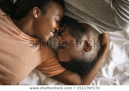 Stockfoto: Aar · Dat · In · Bed · Het · Glimlachen · Ligt