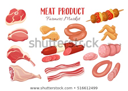 ストックフォト: Pork Beef Ham Gammon Icon In Flat Style Fresh Meat