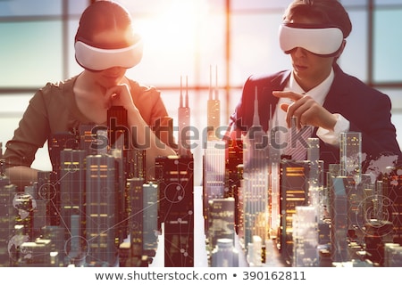 Foto stock: Businessman With Virtual Reality Goggles