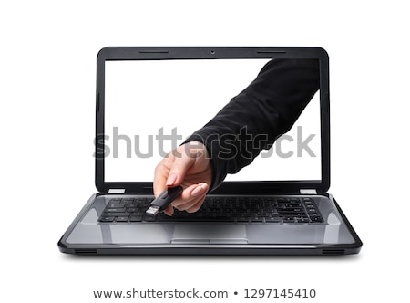 Stock foto: Hand With Usb Coming Out Of Laptop