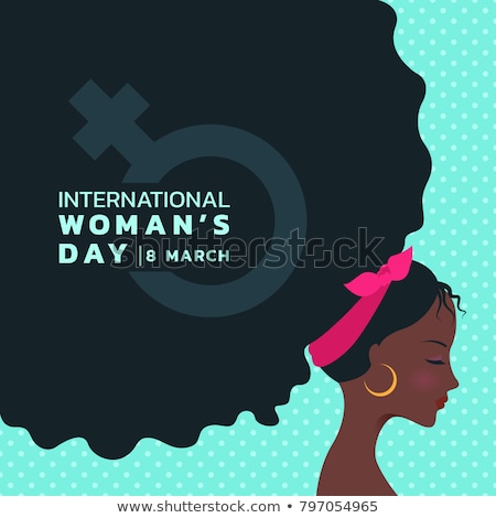 Stockfoto: Happy Womens Day Pink Banner Of African Woman Head