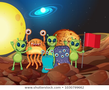 Foto d'archivio: Many Types Of Aliens On The Moon