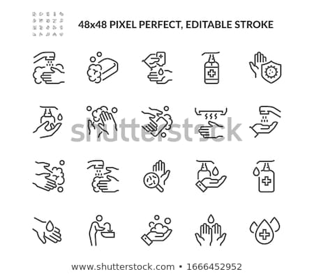 Stock foto: Healthy Water Drop Vector Sign Thin Line Icon