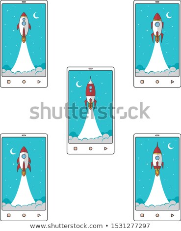 Stock foto: Mobile Phone Rocket Booster Vector Set Collection