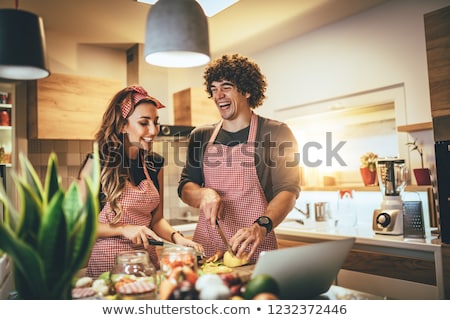 Couple Cooking Dinner Together Stockfoto © MilanMarkovic78