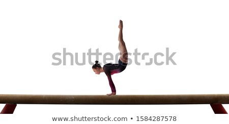 Сток-фото: расивая · девушка · занимается · гимнастикой · на · белом · фоне