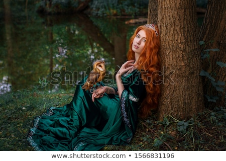 Stockfoto: Beautiful Redhead Woman In A Dress