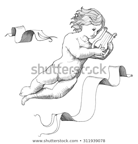 Stock photo: Harp Playing Putto