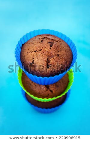 Stockfoto: Fresh Chocolate Muffins In Silicone Holders