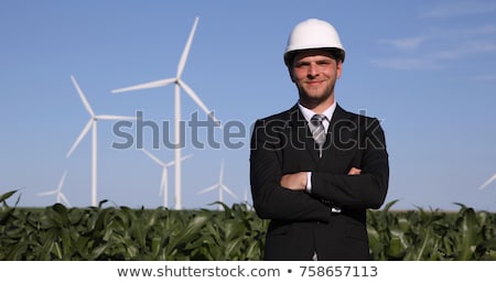 ストックフォト: Business Man Near Wind Farm