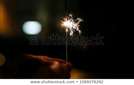 Stock fotó: Sparkler Or Bengal Light Burning Over Black