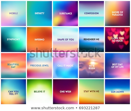 Сток-фото: Big Set Of 20 Square Blurred Nature Backgrounds With Various Quotes