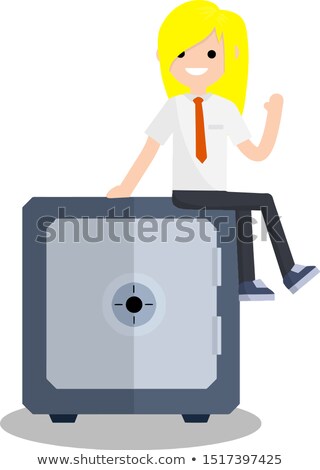 Сток-фото: Asian Businesswoman Sitting On Bank Safe