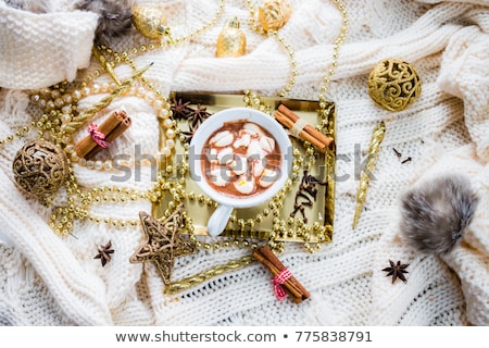 Stock fotó: Hot Chocolates With Marshmallows In Christmas Setup