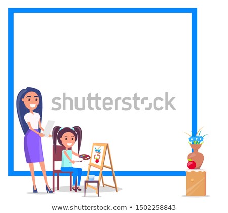 Stockfoto: Art Class Banner With Place For Text Girl Teacher