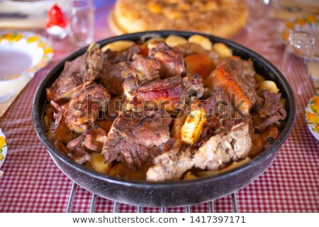 Stock photo: Fireplace Fire For Preparing Traditional Croatian Dish Peka