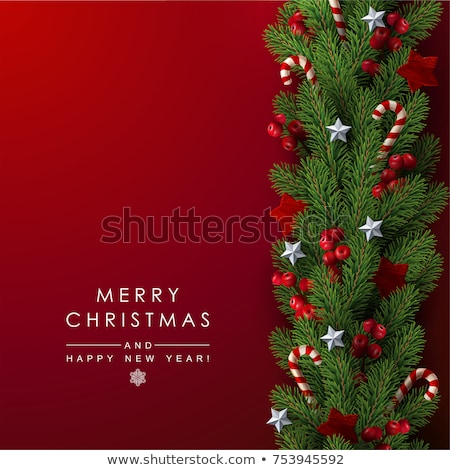 Сток-фото: Christmas Card With Decorated Fir Tree